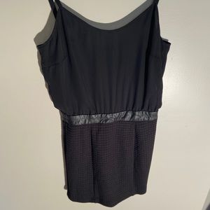 One piece mini dress, sheer shirt with open back